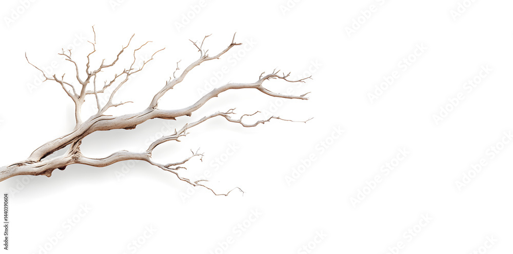 Fototapeta premium A bare, gnarled branch isolated on white background
