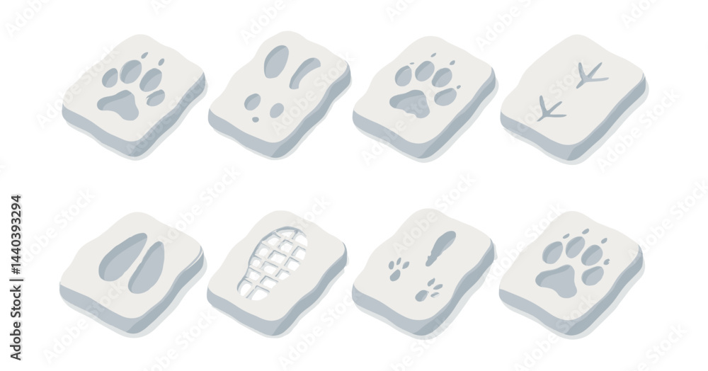 Animal footprints icons set – paw, claw, hoof, trail, track, bird, reptile, imprint Animal footprints icons set – paw, claw, hoof, trail, track, bird, reptile, imprint