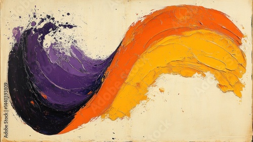 Wallpaper Mural Abstract Wave: A Symphony of Purple, Orange, and Yellow Torontodigital.ca