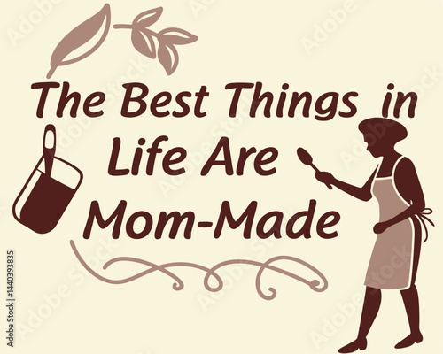 Mom-Made: Illustrative and stylized artwork captures the essence of family and home, celebrating the nurturing spirit of mothers and the warmth of a lovingly made meal.