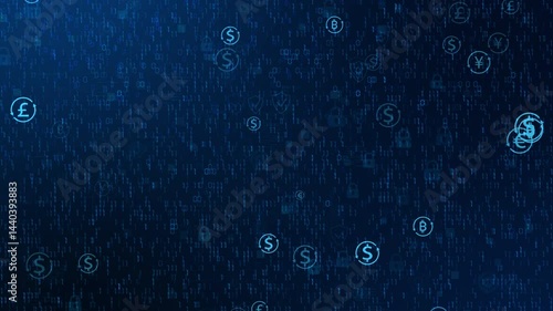 Transfer money technology and CBDC payments worldwide. Online banking account. Global currencies exchange on abstract digital background