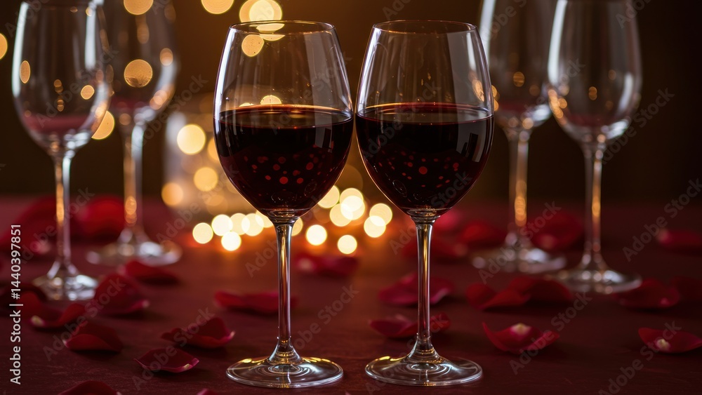 Romantic wine setting with rose petals. Romantic wine setting with rose petals.