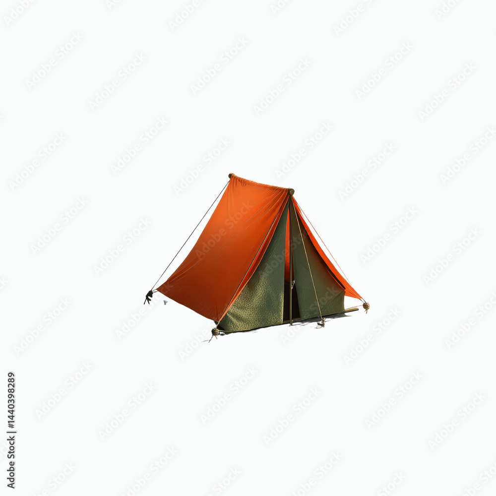 Orange and Green Camping Tent Isolated on Dark Background Orange and Green Camping Tent Isolated on Dark Background
