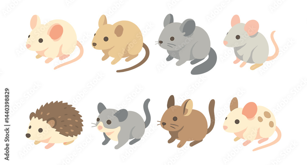 Cute animal icons set – mouse, hamster, hedgehog, cartoon, adorable, pets, rodent, collection, illustration Cute animal icons set – mouse, hamster, hedgehog, cartoon, adorable, pets, rodent, collection, illustration