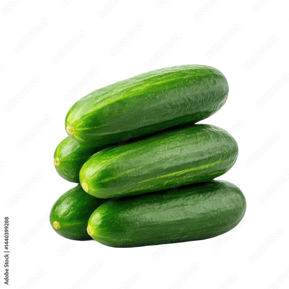 Fresh cucumbers stacked isolated on transparent background Fresh cucumbers stacked isolated on transparent background