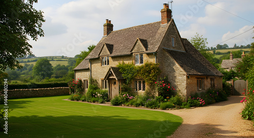 Charming Cotswold Cottage In Verdant Landscape With Manicured Lawn