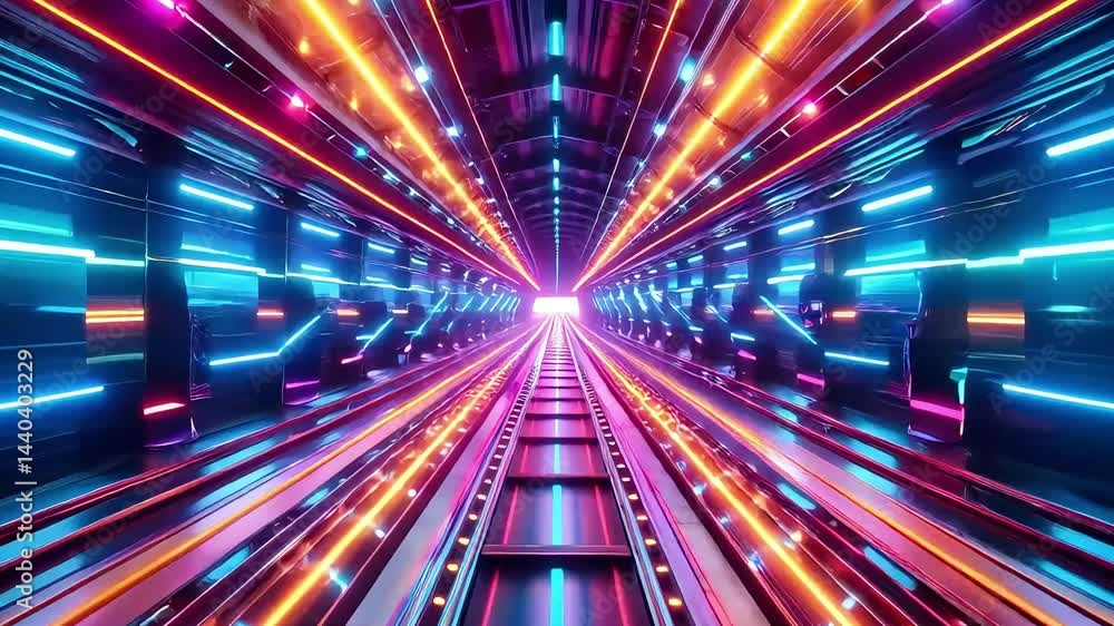 Futuristic Neon Tunnel Lights Animation 4K Stock Video. Futuristic Neon Tunnel Lights Animation 4K Stock Video.