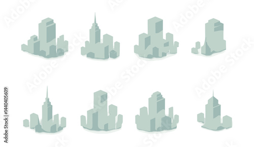 Urban skyline icons set – skyscraper, cityscape, architecture, tower, building
