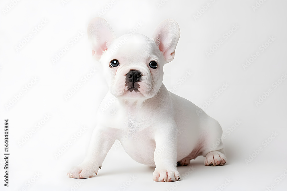 Cute French bulldog puppy headshot isolated on white Cute French bulldog puppy headshot isolated on white