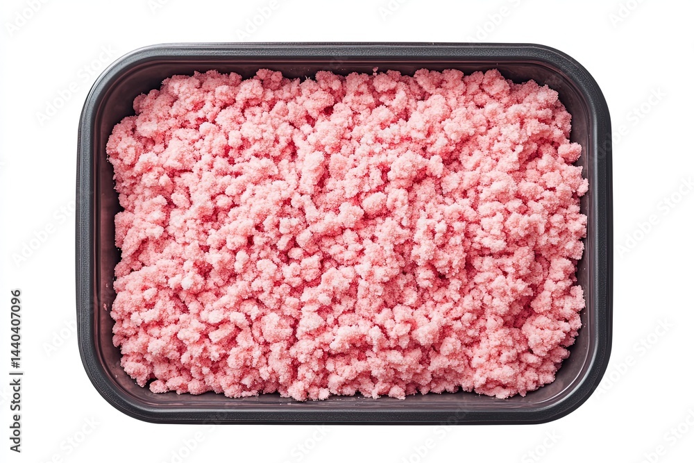 Frozen minced meat in container Frozen minced meat in container