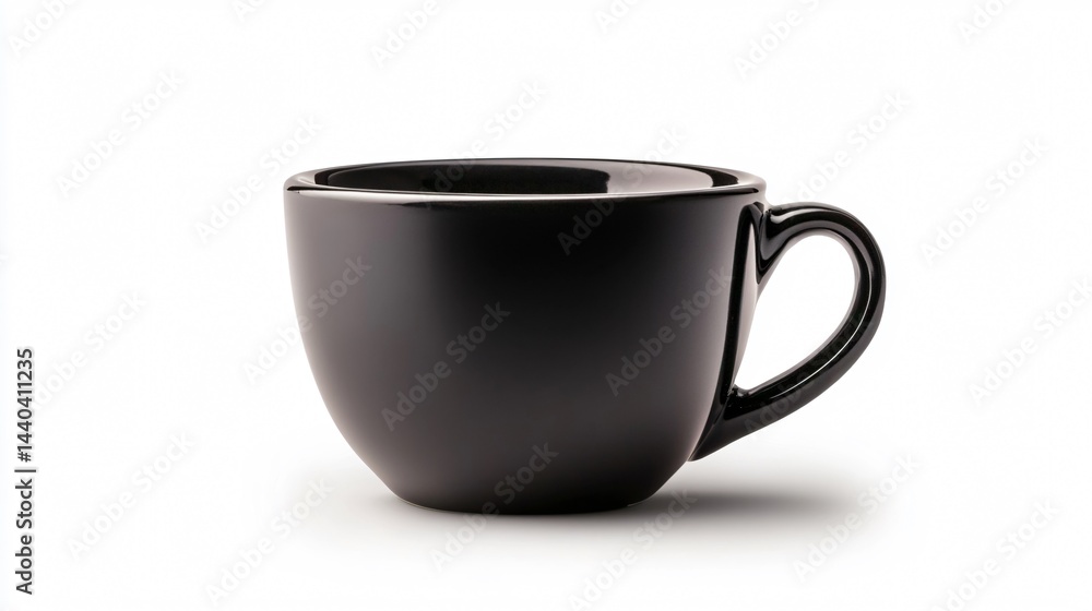 Elegant Black Coffee Cup on White Background for Professional Designs Elegant Black Coffee Cup on White Background for Professional Designs