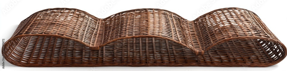 Wavy, woven brown sculptural piece with three undulating sections Wavy, woven brown sculptural piece with three undulating sections