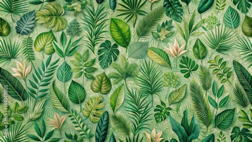Organic patterns in abstract green wallpaper with natural textures and shapes, reminiscent of foliage and botanicals, abstract background, organic patterns