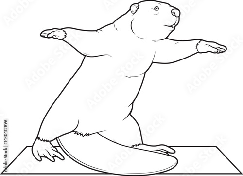 Beaver Yoga Yoga mat Animal Vector Graphic Art Illustration