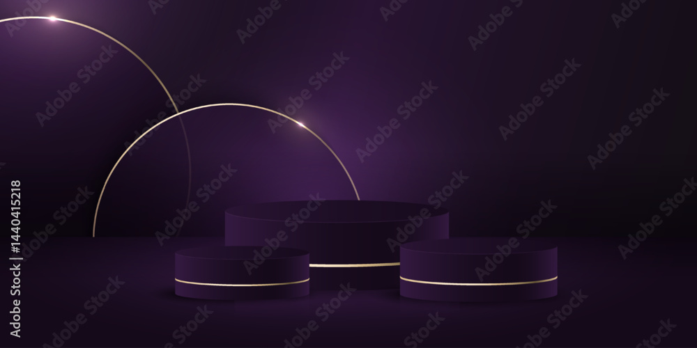 Abstract minimal scene. Minimal podium with soft material base. Soft podium stages and product showcase platform with covers and golden in round and square shape. Abstract minimal scene. Minimal podium with soft material base. Soft podium stages and product showcase platform with covers and golden in round and square shape.