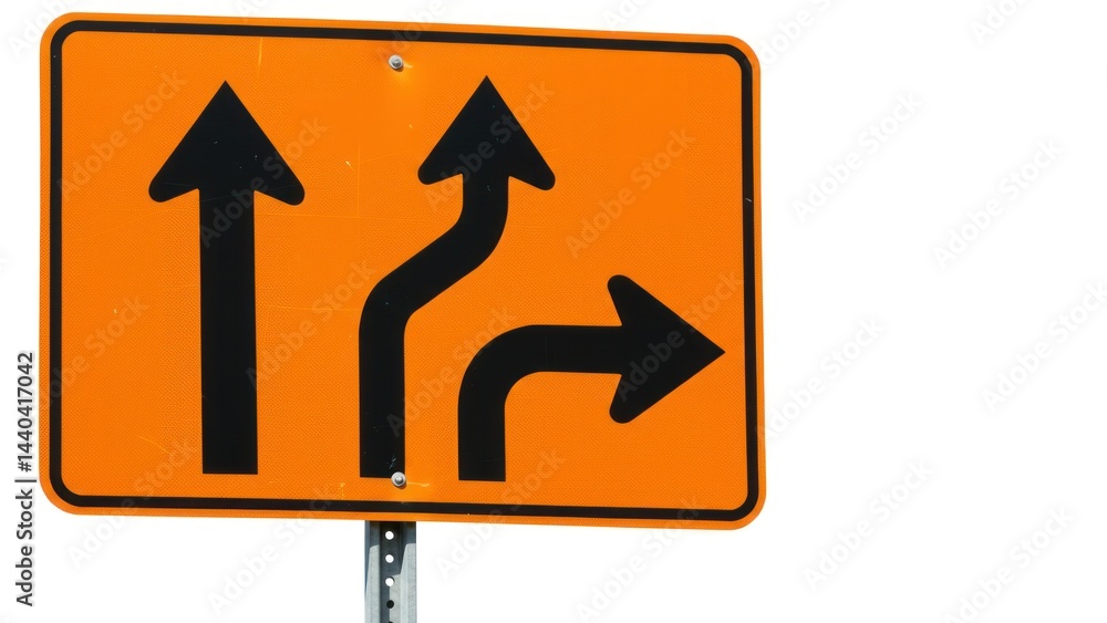 Traffic warning sign indicating direction Traffic warning sign indicating direction