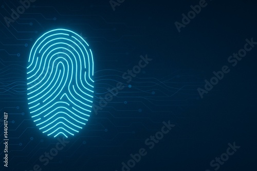 Obraz na płótnie Futuristic Digital Fingerprint Scanning Technology Background with Circuit Board Design w salonie