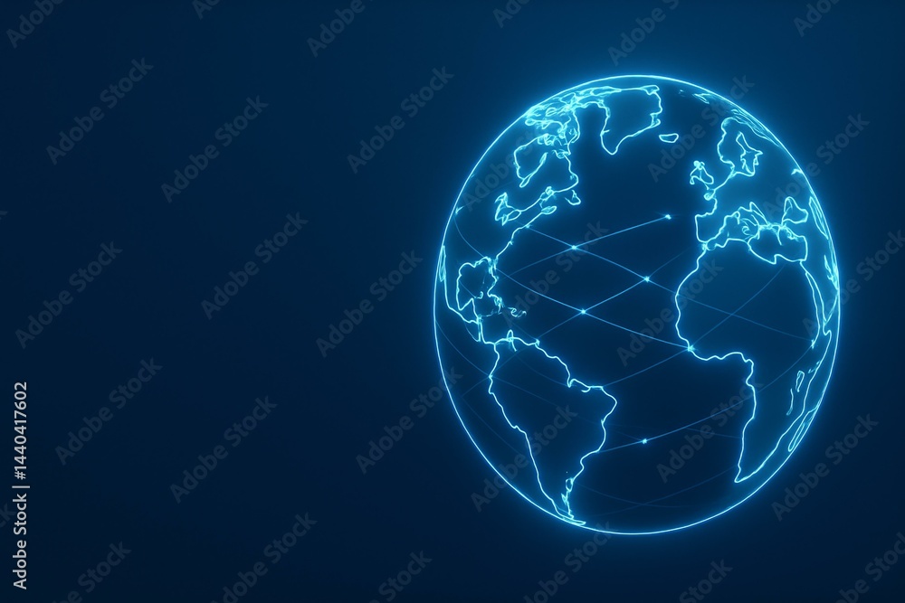 Futuristic Digital Globe with Network Connections in Blue Technology Concept