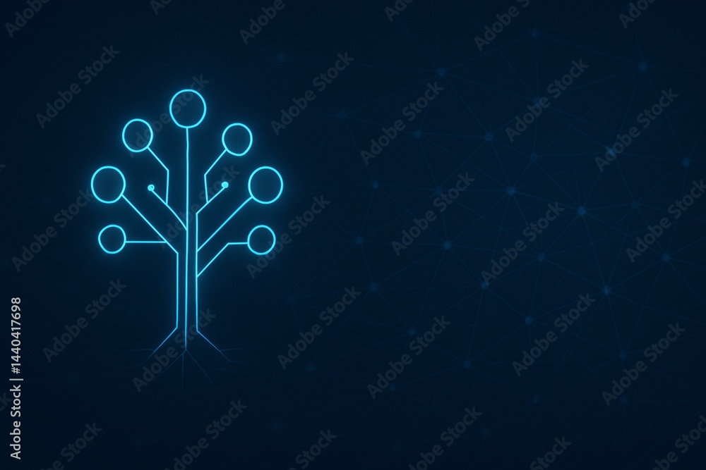 Futuristic Digital Tree Circuit Design Representing Technology and Connectivity