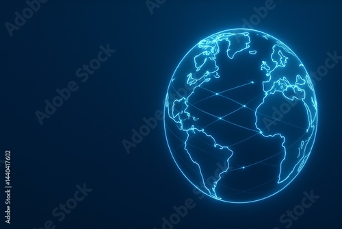 Obraz na płótnie Futuristic Digital Globe with Network Connections in Blue Technology Concept w salonie