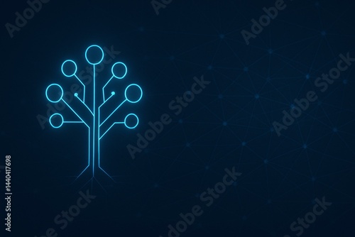 Obraz na płótnie Futuristic Digital Tree Circuit Design Representing Technology and Connectivity w salonie