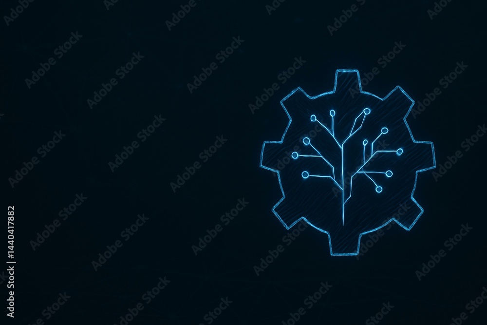 Futuristic Gear and Circuit Tree Symbolizing Digital Innovation