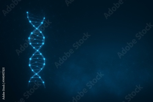 Obraz na płótnie Futuristic DNA Structure on Digital Blue Background Representing Biotechnology w salonie