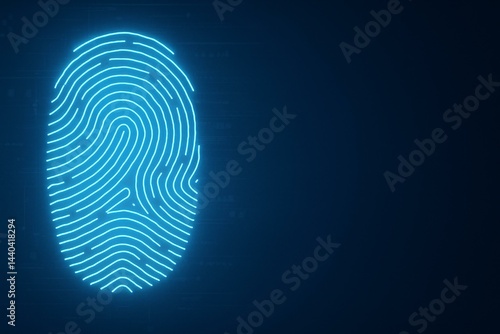 Obraz na płótnie Glowing Fingerprint on Digital Interface Representing Security and Biometrics w salonie