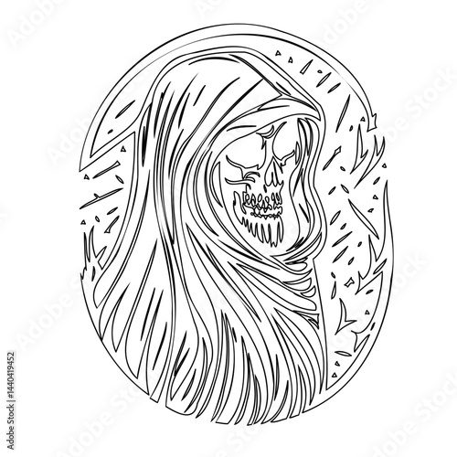 Grim Reaper Artistic Representation: Striking Line Work Capturing the Essence of Mortality