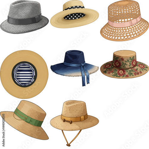 boater hat image set