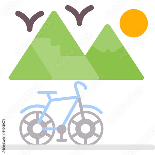 Mountain Biking Flat Icon