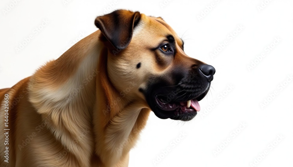 Imposing mastiff, serene expression, pure white backdrop, dog photography, loyal, canine Imposing mastiff, serene expression, pure white backdrop, dog photography, loyal, canine