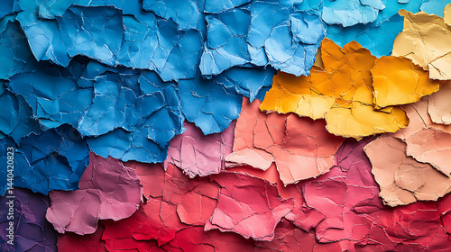 Wallpaper Mural Abstract background featuring wrinkled colorful paper texture showing shades of blue yellow pink and red tones ideal for creative designs and artistic projects Torontodigital.ca