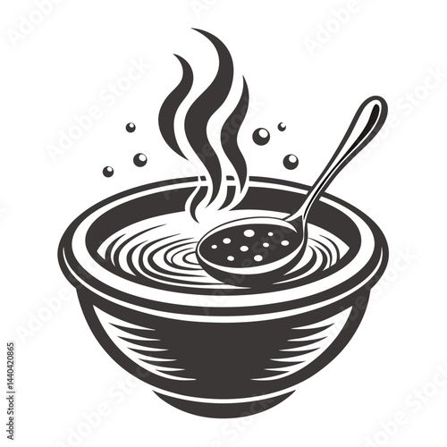 Steaming Bowl of Delicious Soup with Spoon, Representing Comfort Food and Warmth
