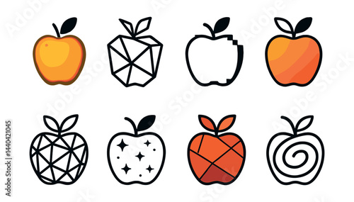 Apple icons set – geometric, abstract, dotted, spiral, pixelated, gradient, minimal, stylish