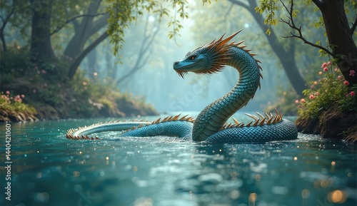 green dragon in the water