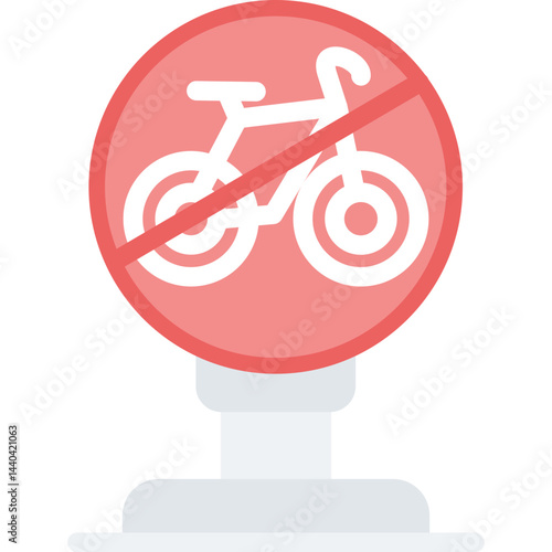 No Bicycles Sign Flat Icon