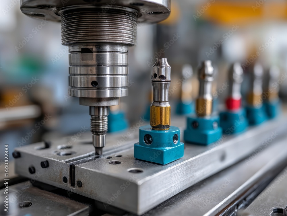Precision Manufacturing Process with Machinery and Tools in Industrial Setting Precision Manufacturing Process with Machinery and Tools in Industrial Setting
