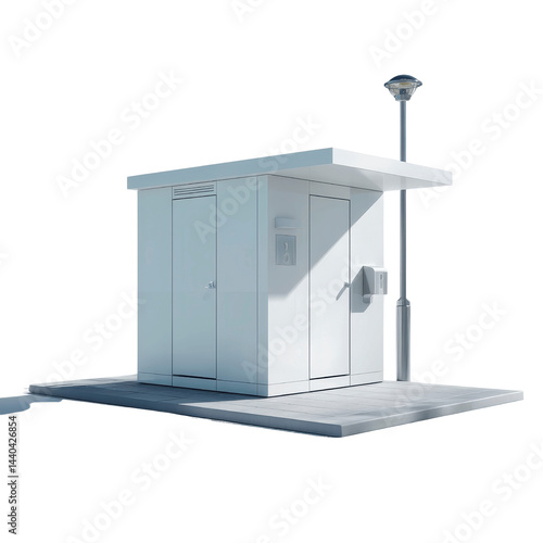 Modern Outdoor Electrical Substation with Streetlight