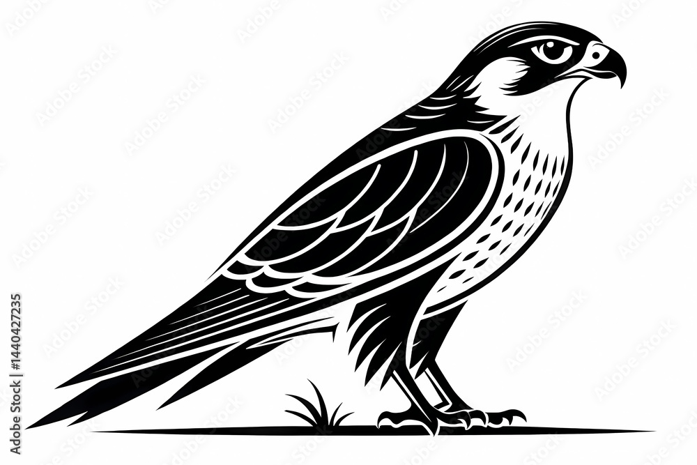 Fototapeta premium Majestic Peregrine Falcon A Striking Black and White Illustration of a Powerful Bird of Prey