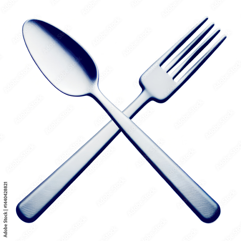 Fototapeta premium Crossed Fork and Spoon Silverware