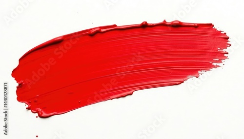 Crisp red paint stroke against pure white canvas, backdrop, impact, art