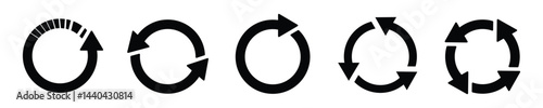 circle arrow icon set, containing refresh, rotation, reload, Repeat and more,  recycle symbol Vector illustration.