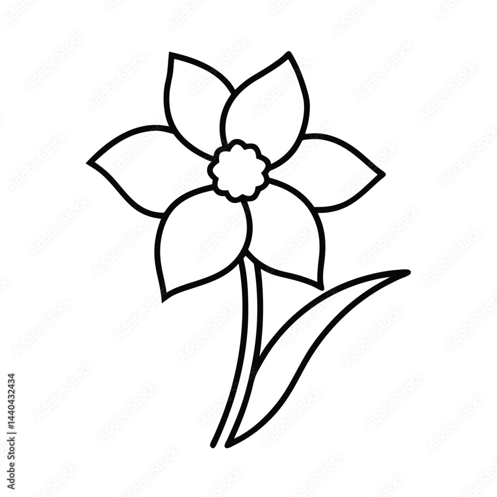 Naklejka premium Simple Line Drawing of a Flower