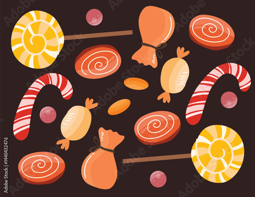 Sweet candy vector design bundle full of colorful treats and playful shapes