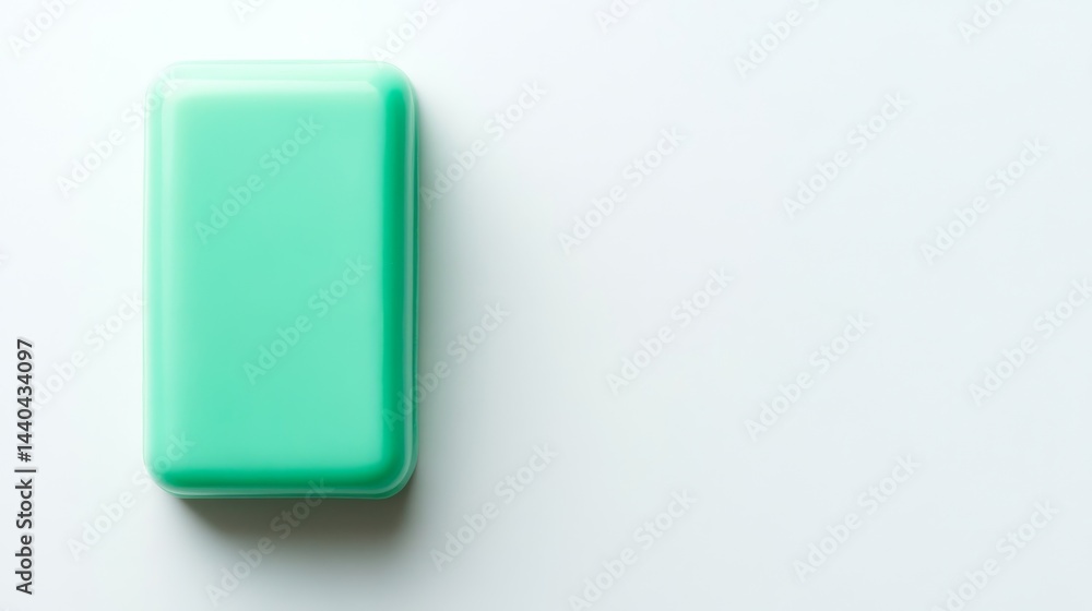 Minimalist Green Soap Bar on White, Hygiene ,Clean Minimalist Green Soap Bar on White, Hygiene ,Clean