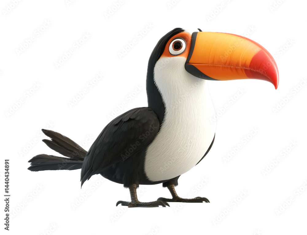 Fototapeta premium Toucan for Exotic Bird and Nature Display - Isolated on White Background