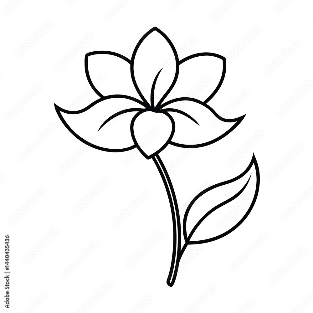 Fototapeta premium Simple Line Drawing of a Flower
