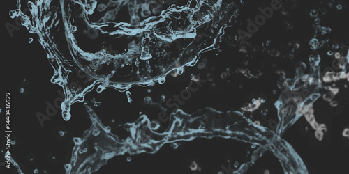 water splash on black background. water splash black background backdrop fresh. Blurred images of close-up soda water bubbles fizzing up or splashing or sparkling like a exploding of a bomb .