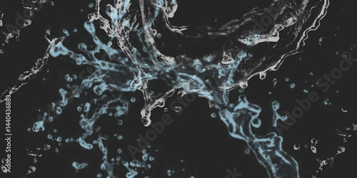 water splash on black background. water splash black background backdrop fresh. Blurred images of close-up soda water bubbles fizzing up or splashing or sparkling like a exploding of a bomb .